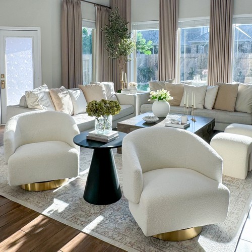 Pollyanne Boucle Swivel Accent Chair- SFV4813A-Living Room